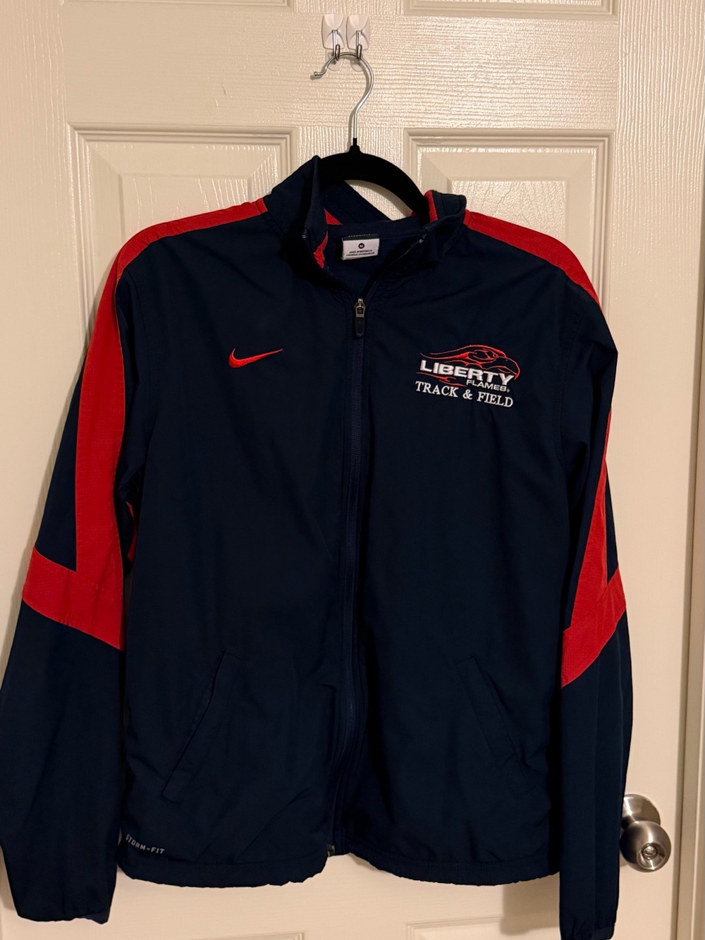 Nike Navy and Red Liberty Track & Field Windbreaker Jacket